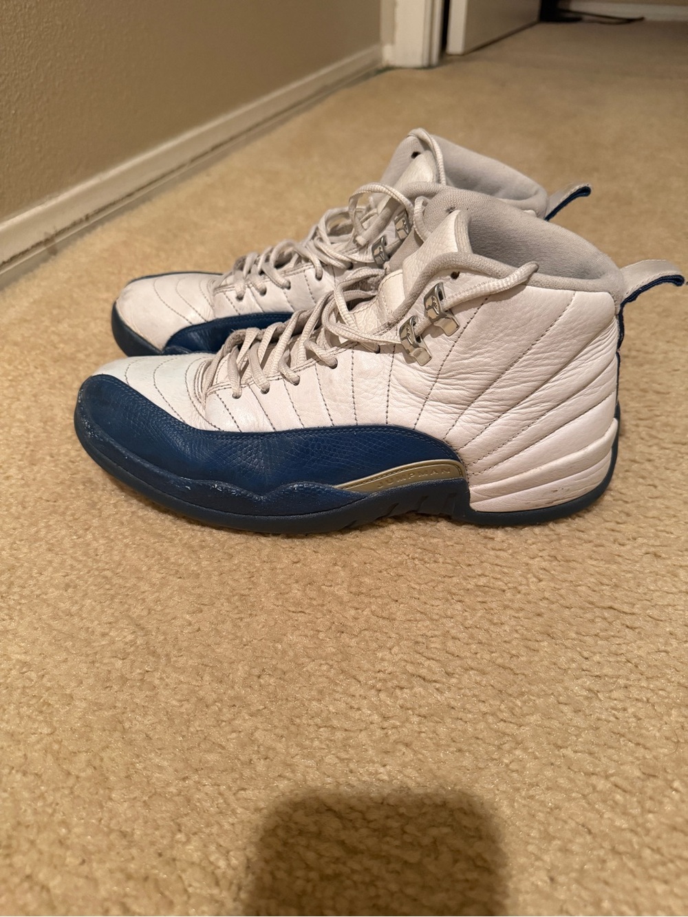 Jordan White and Blue High-Top Sneakers